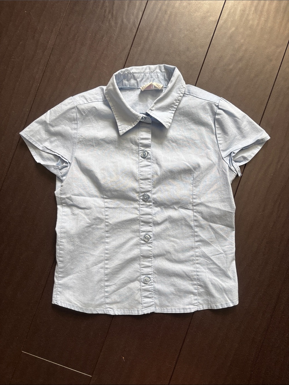 The Children's Place Pale Blue Uniform Short Sleeve Button-Front Shirt